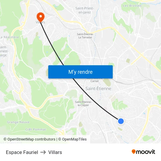 Espace Fauriel to Villars map
