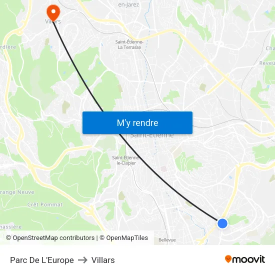 Parc De L'Europe to Villars map