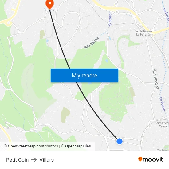 Petit Coin to Villars map