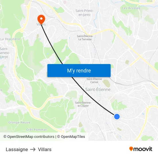 Lassaigne to Villars map