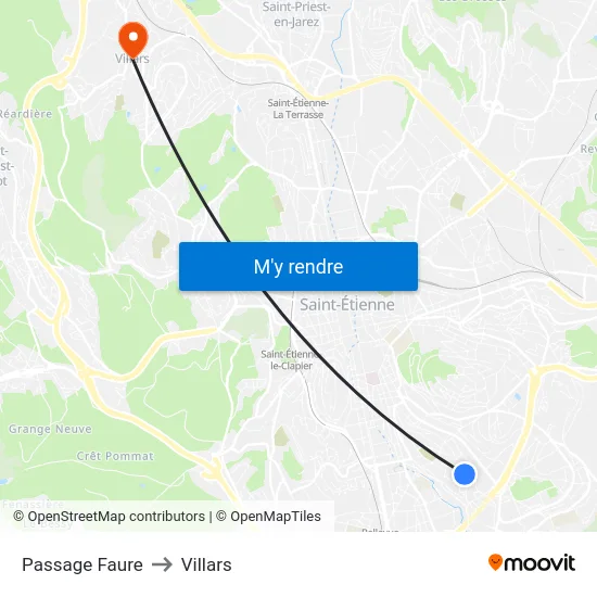 Passage Faure to Villars map