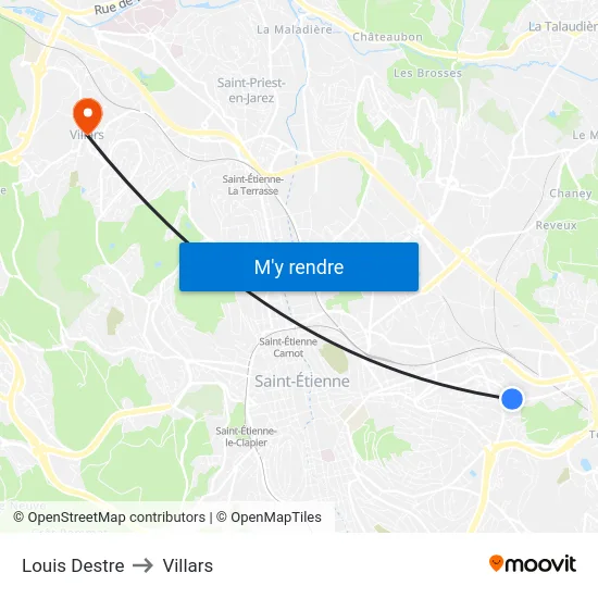 Louis Destre to Villars map