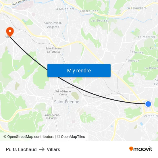 Puits Lachaud to Villars map