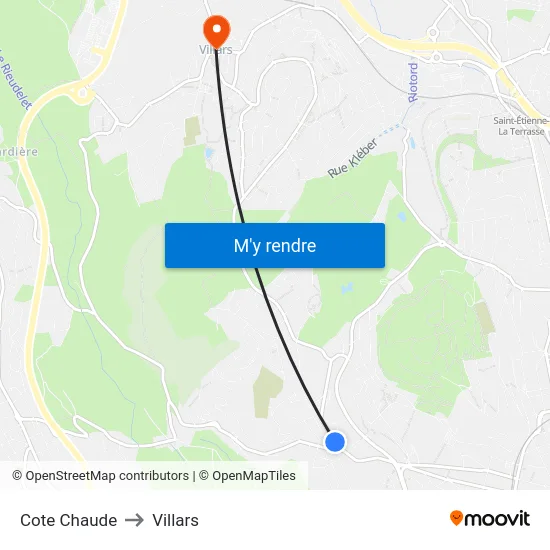 Cote Chaude to Villars map