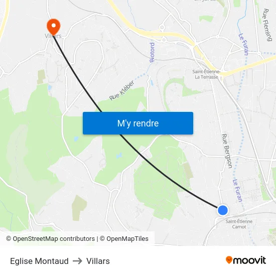 Eglise Montaud to Villars map