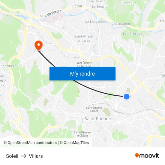 Soleil to Villars map