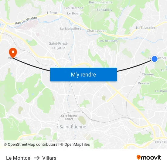 Le Montcel to Villars map