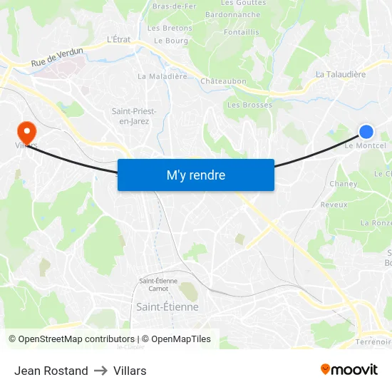 Jean Rostand to Villars map