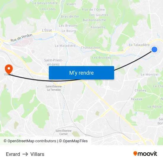 Evrard to Villars map