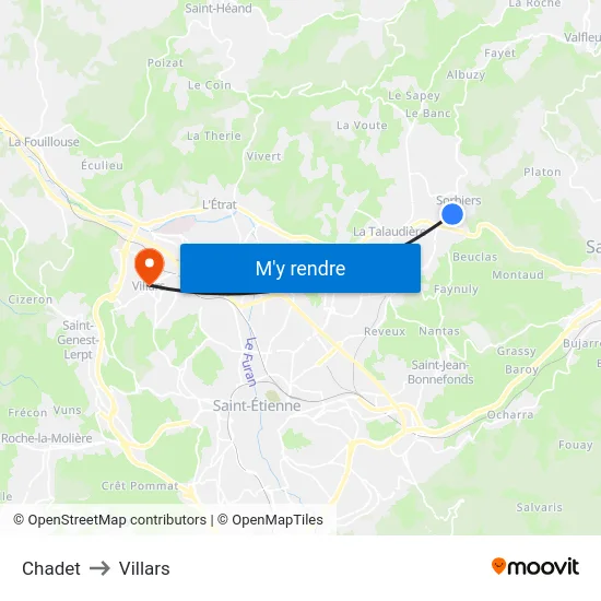 Chadet to Villars map