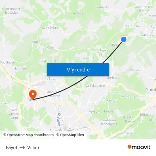 Fayet to Villars map