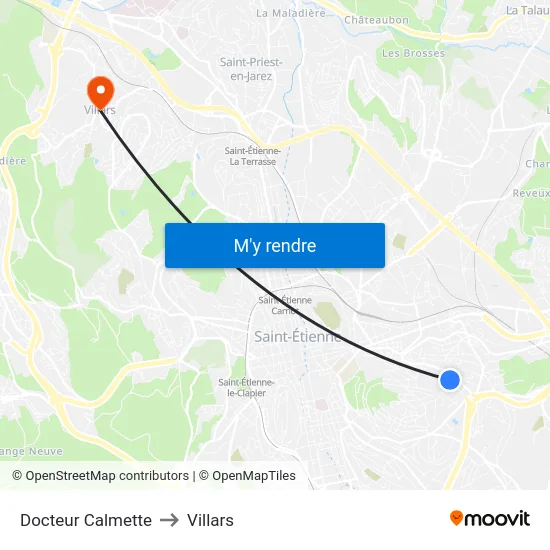Docteur Calmette to Villars map