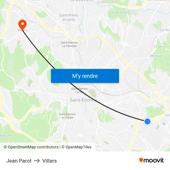 Jean Parot to Villars map