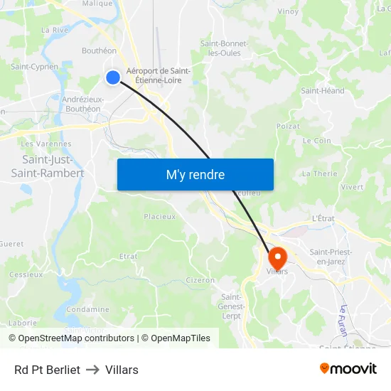 Rd Pt Berliet to Villars map