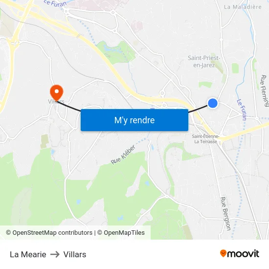 La Mearie to Villars map