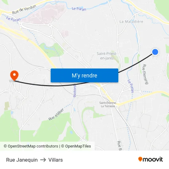 Rue Janequin to Villars map