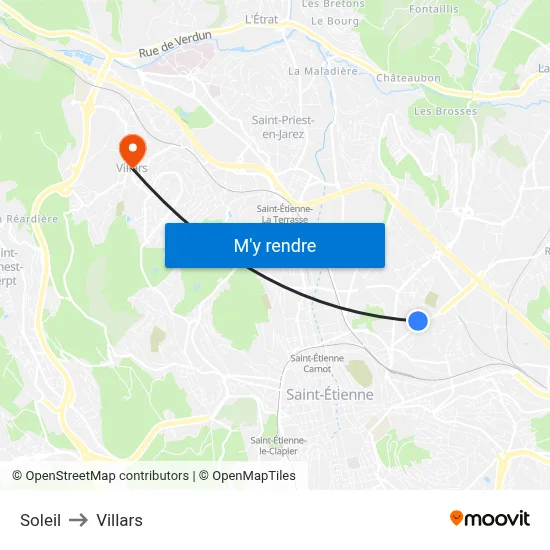 Soleil to Villars map