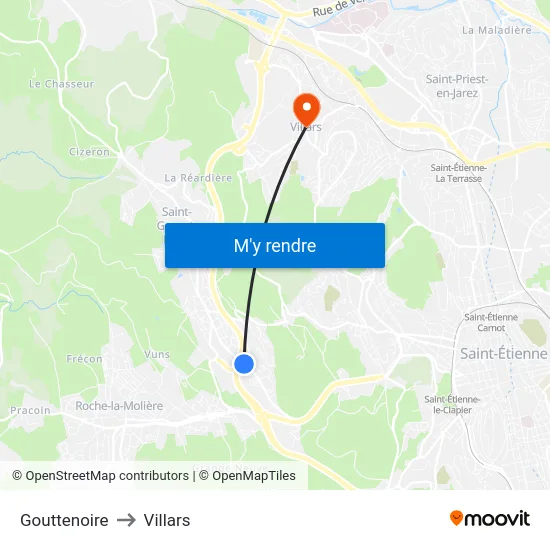 Gouttenoire to Villars map