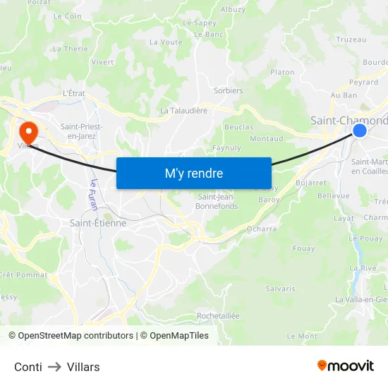 Conti to Villars map
