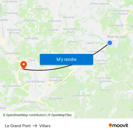 Le Grand Pont to Villars map