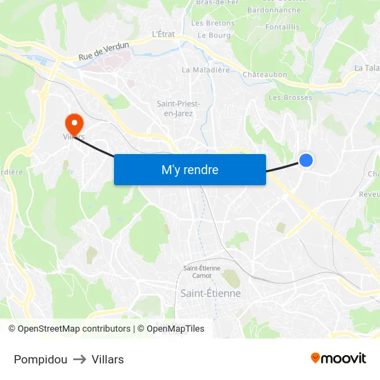 Pompidou to Villars map