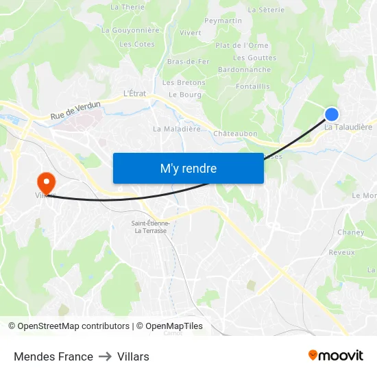 Mendes France to Villars map