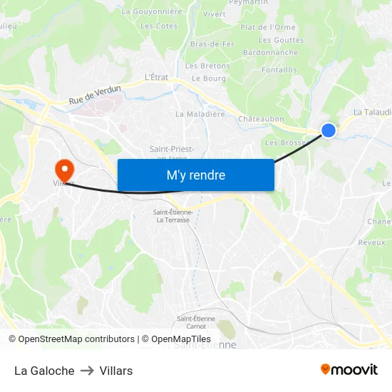 La Galoche to Villars map