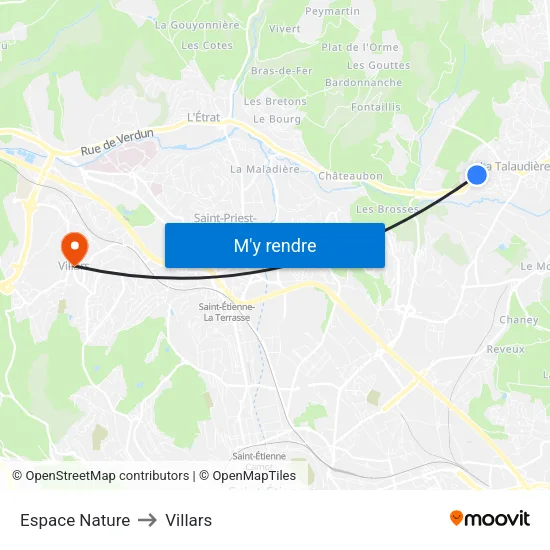 Espace Nature to Villars map