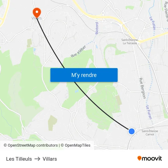 Les Tilleuls to Villars map