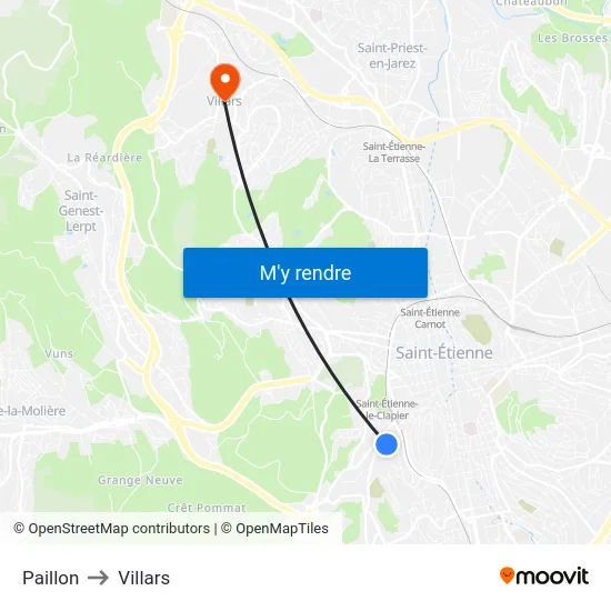 Paillon to Villars map