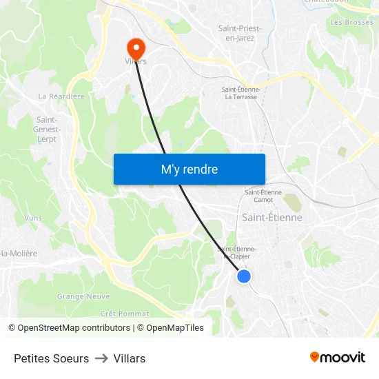 Petites Soeurs to Villars map