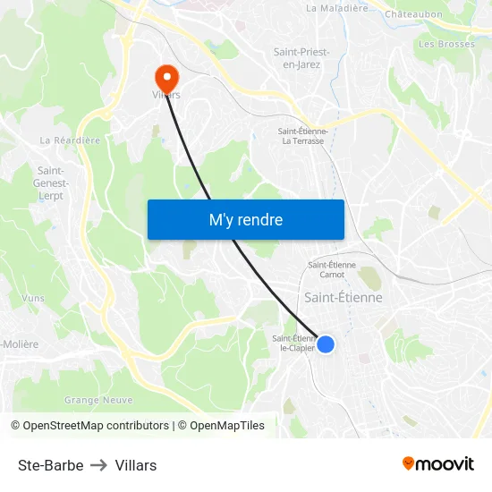 Ste-Barbe to Villars map