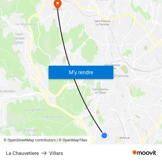 La Chauvetiere to Villars map