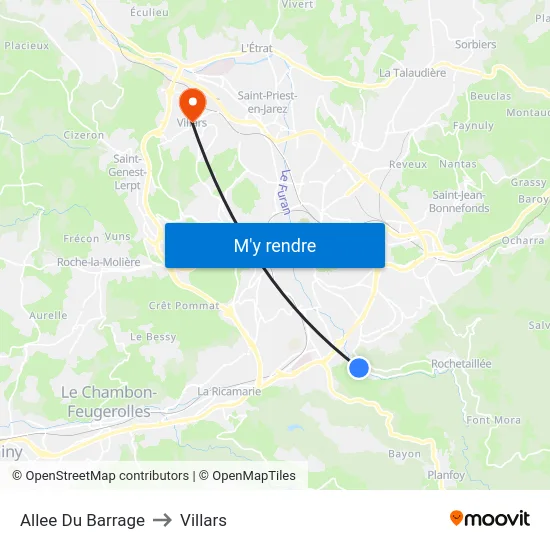 Allee Du Barrage to Villars map
