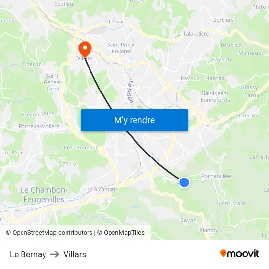 Le Bernay to Villars map