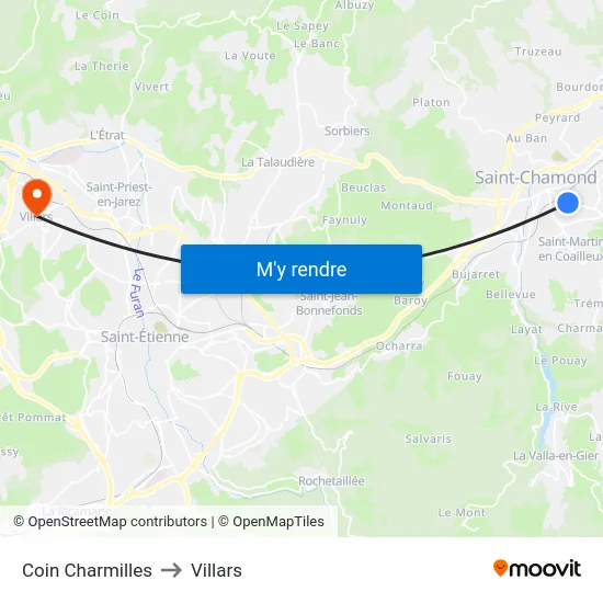 Coin Charmilles to Villars map