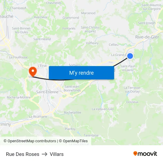 Rue Des Roses to Villars map