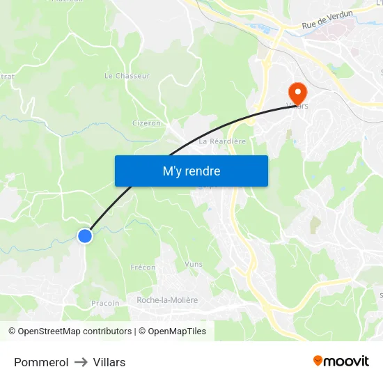 Pommerol to Villars map