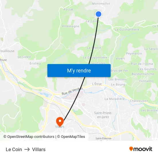 Le Coin to Villars map