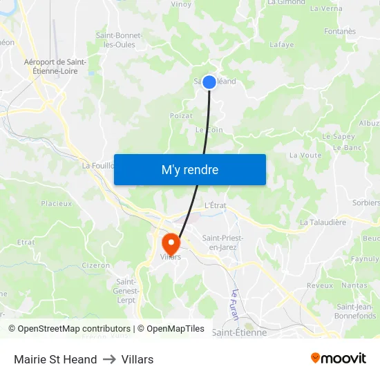 Mairie St Heand to Villars map