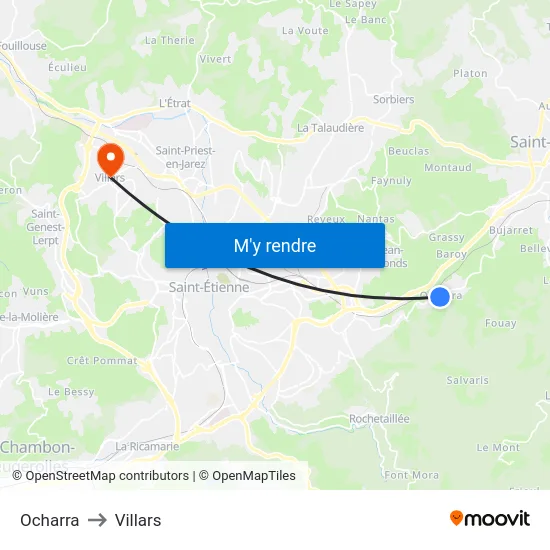 Ocharra to Villars map