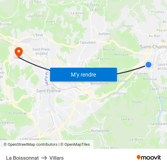 La Boissonnat to Villars map