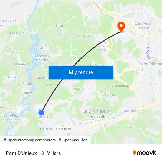 Pont D'Unieux to Villars map
