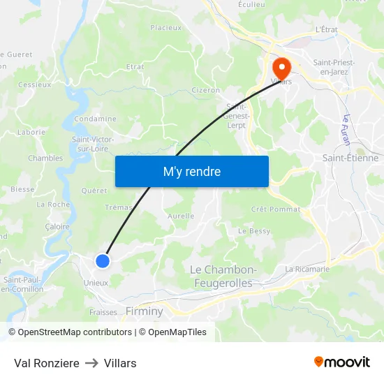 Val Ronziere to Villars map