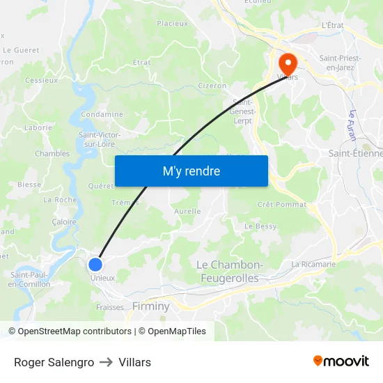 Roger Salengro to Villars map