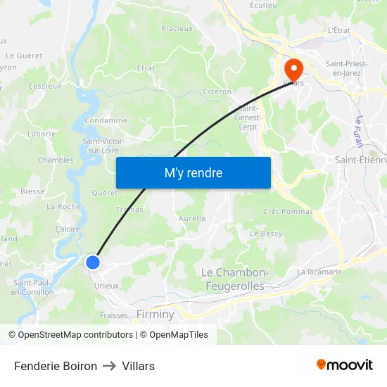 Fenderie Boiron to Villars map