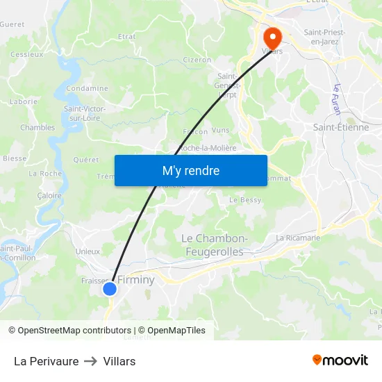 La Perivaure to Villars map