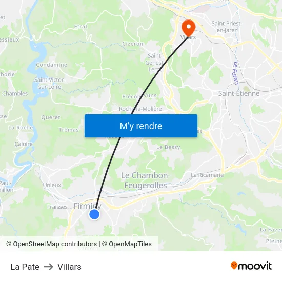 La Pate to Villars map