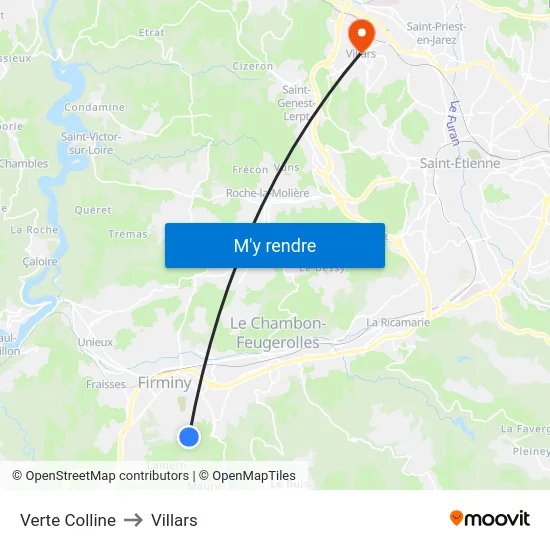 Verte Colline to Villars map