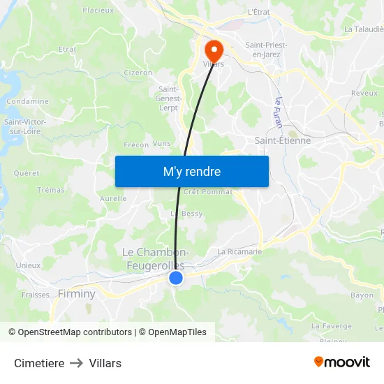 Cimetiere to Villars map
